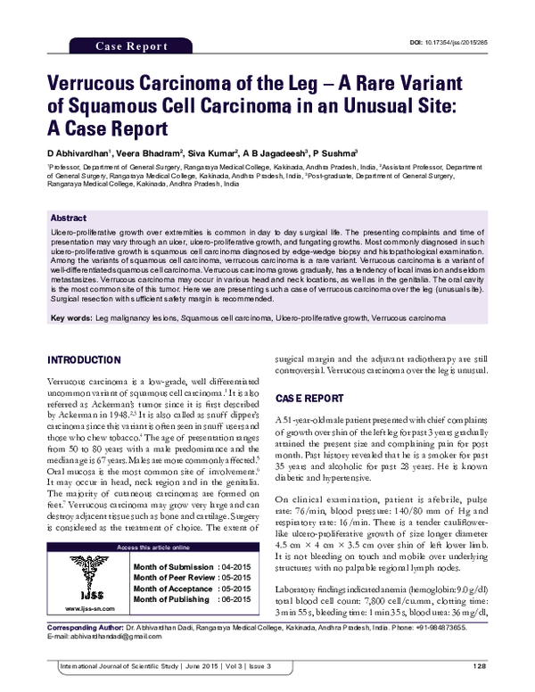(PDF) Verrucous Carcinoma of the Leg - A Rare Variant of Squamous Cell ...