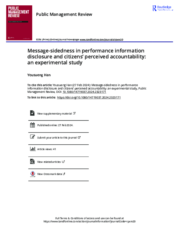 (PDF) Message-sidedness in performance information disclosure and ...