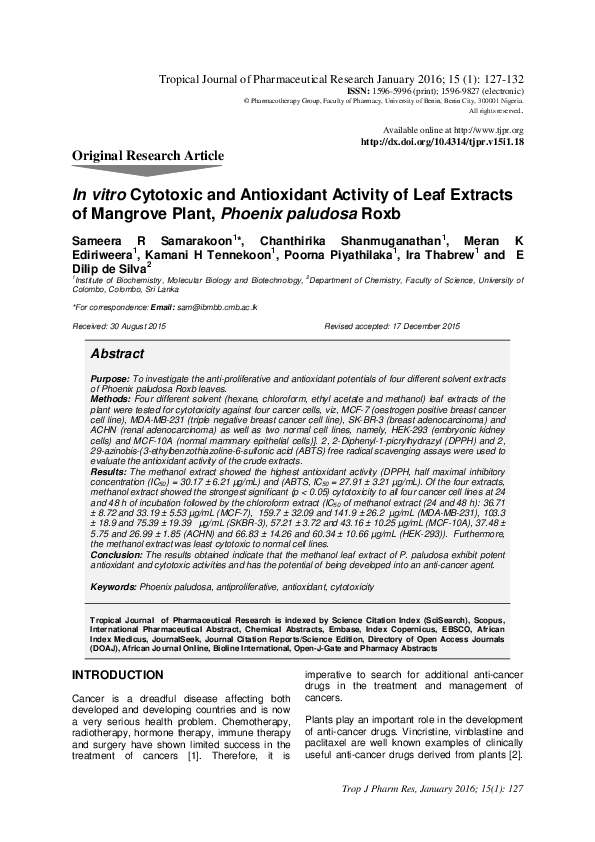 (PDF) In vitro cytotoxic and antioxidant activity of some Hypericum ...