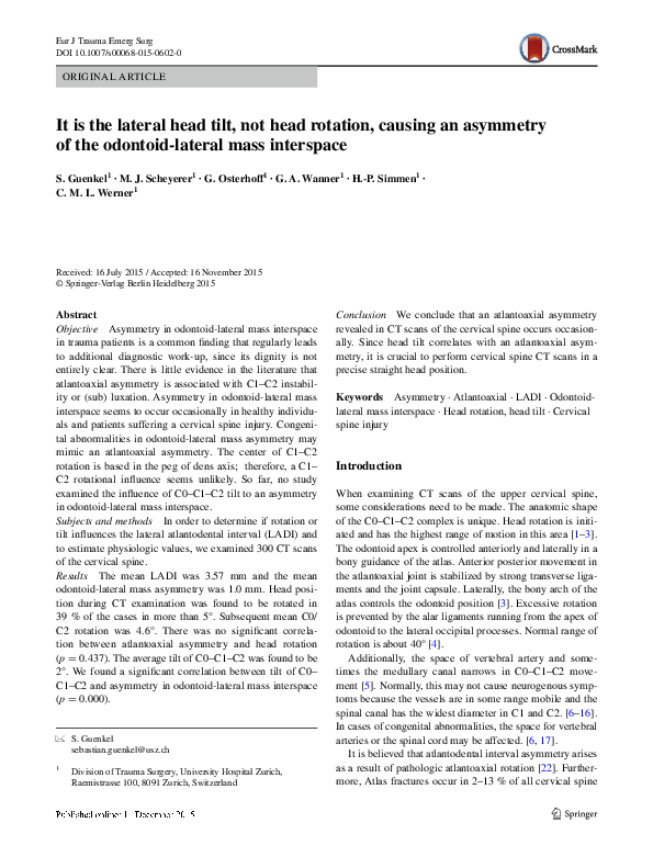 (PDF) It is the lateral head tilt, not head rotation, causing an ...