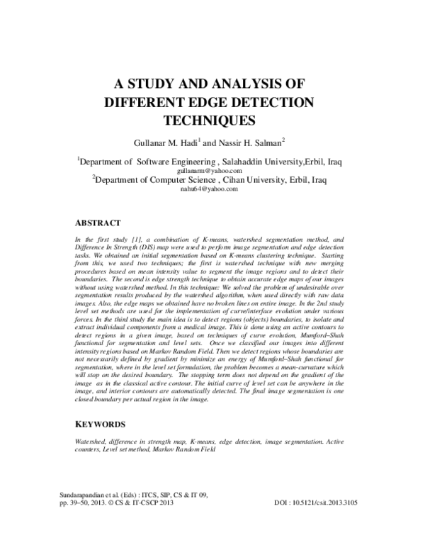 (PDF) A Study and Analysis of Different Edge Detection Techniques