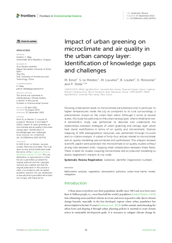 (PDF) Impact of urban greening on microclimate and air quality in the ...