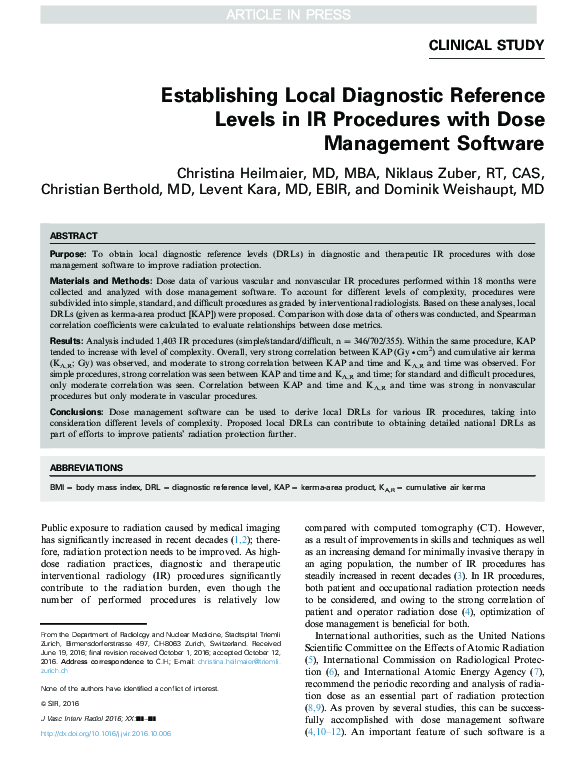 (PDF) Establishing Local Diagnostic Reference Levels for Routine ...