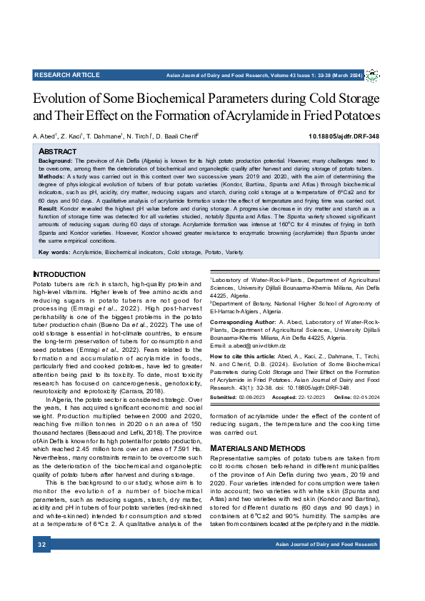 (PDF) Evolution of Some Biochemical Parameters during Cold Storage and ...