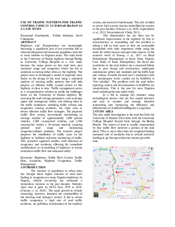(PDF) USE OF TRAFFIC PATTERNS FOR TRAFFIC CONTROL USING UI -UCH ROAD ...
