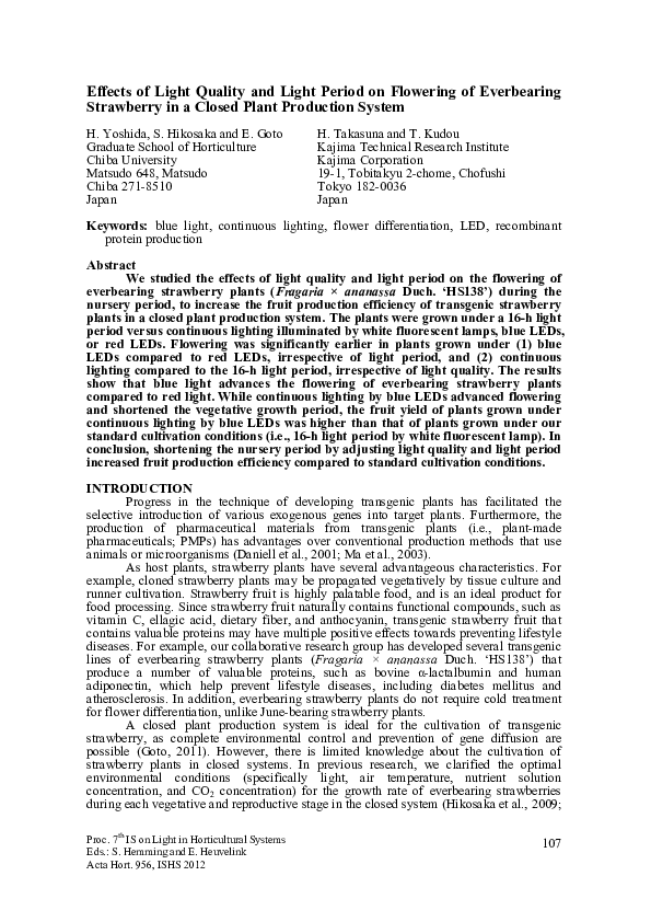 (PDF) Effects of Light Quality and Light Period on Flowering of ...