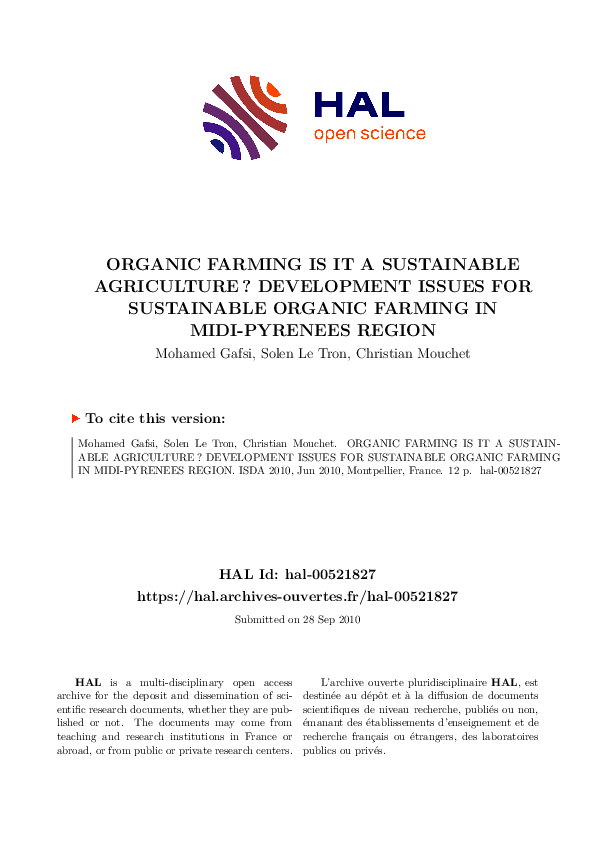 (PDF) Organic Farming is It a Sustainable Agriculture ? Development ...