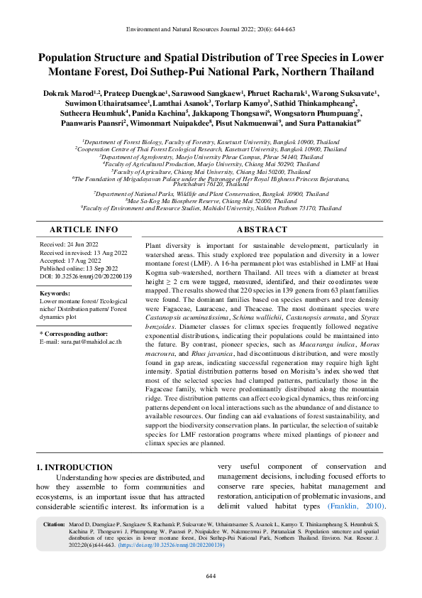 (PDF) Population Structure and Spatial Distribution of Tree Species in ...