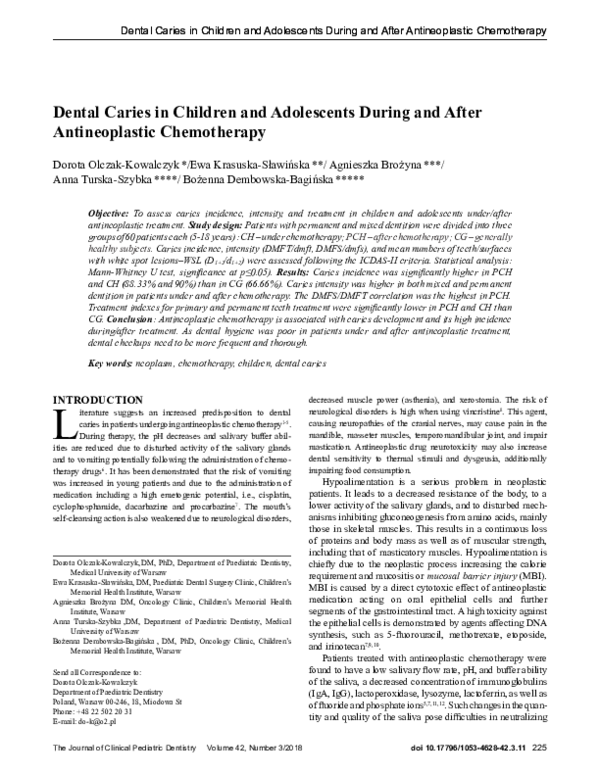 (PDF) Dental Caries in Children and Adolescents During and After ...
