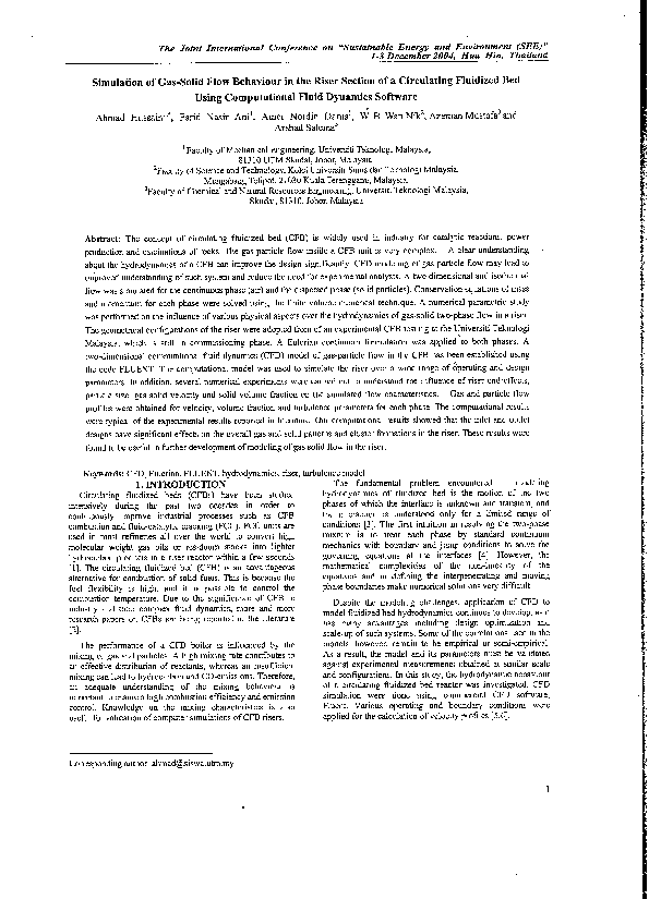 (PDF) Simulation of gas-solid flow behaviour in the riser section of a ...