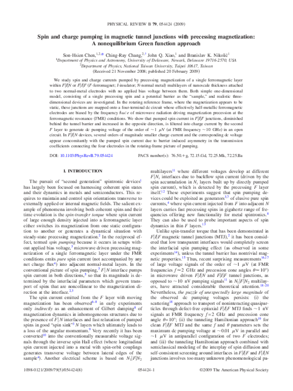 (PDF) Spin and charge pumping in magnetic tunnel junctions with ...