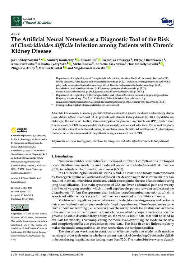 (PDF) The Artificial Neural Network as a Diagnostic Tool of the Risk of ...