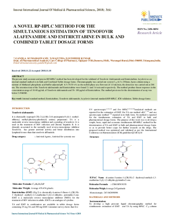 (PDF) A Novel RP-HPLC Method for the Simultaneous Estimation of ...