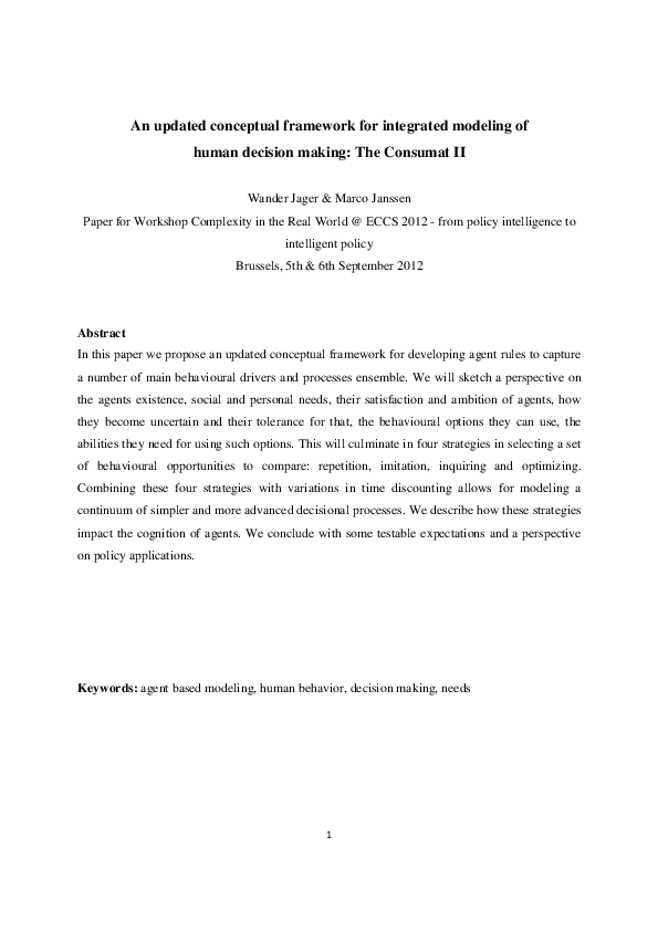 (PDF) An updated conceptual framework for integrated modeling of human ...