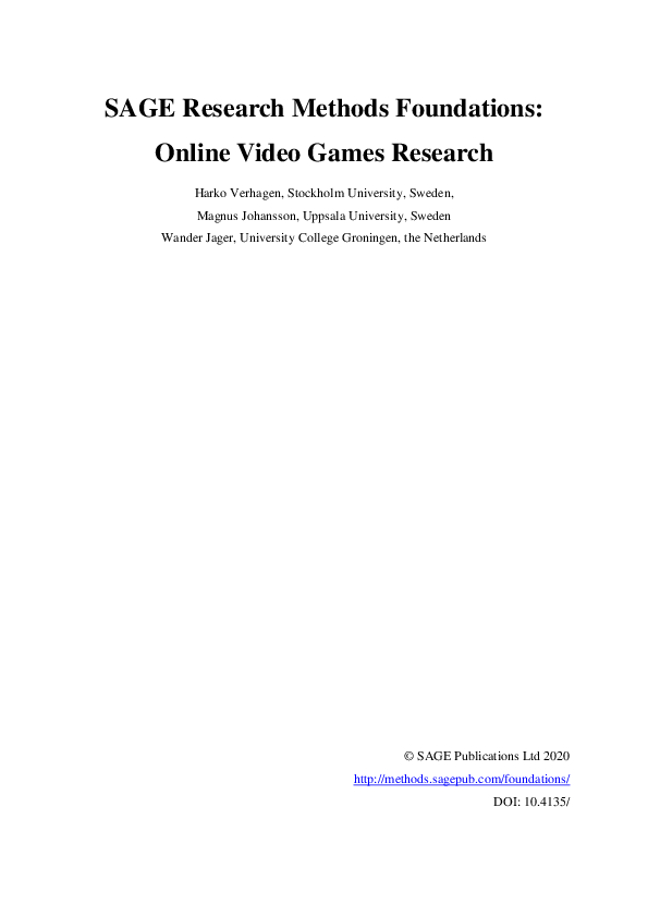 (PDF) Online Video Games Research