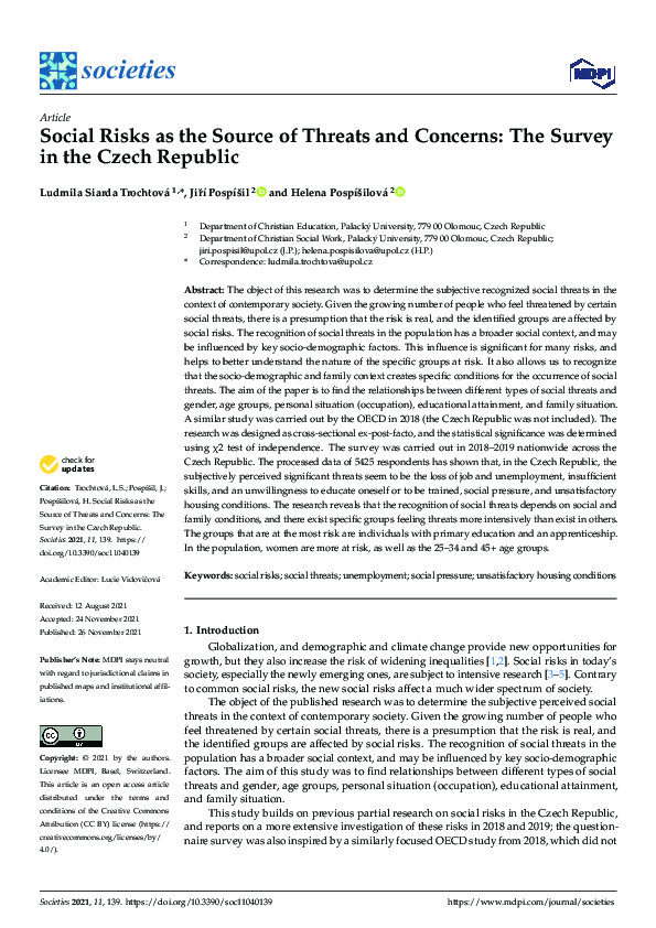 (PDF) Social Risks as the Source of Threats and Concerns: The Survey in ...
