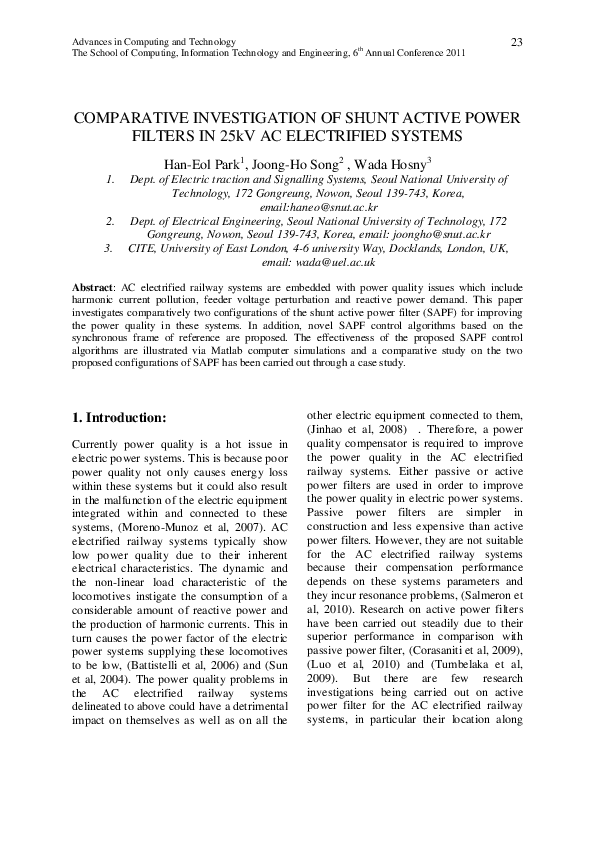 (PDF) Comparative investigation of shunt active power filters in 25kv ...