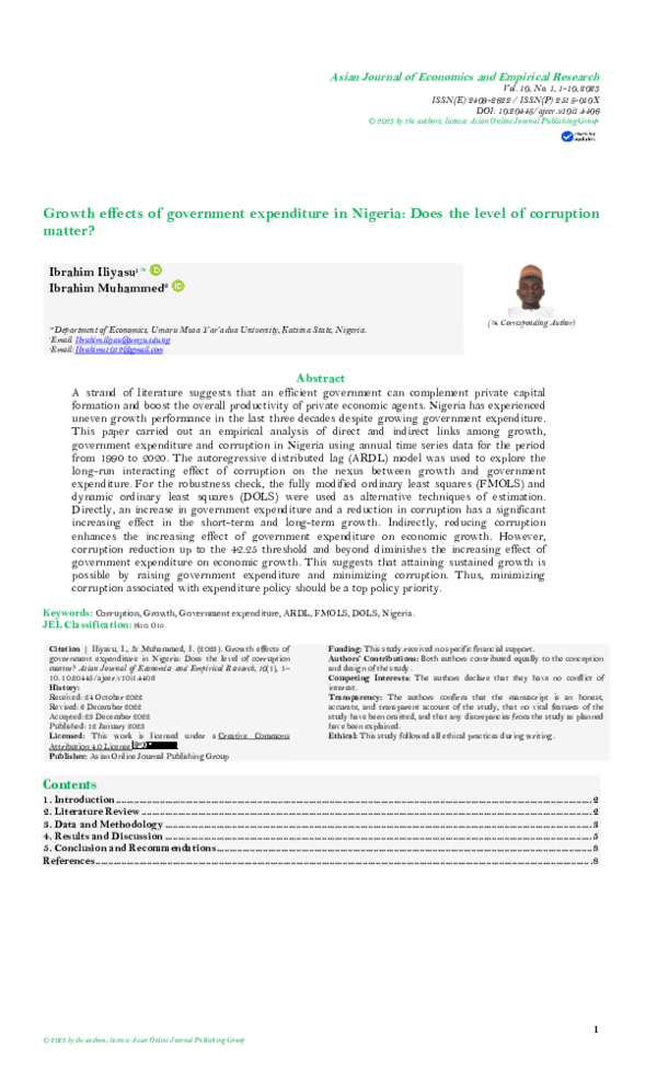(PDF) Growth effects of government expenditure in Nigeria: Does the ...