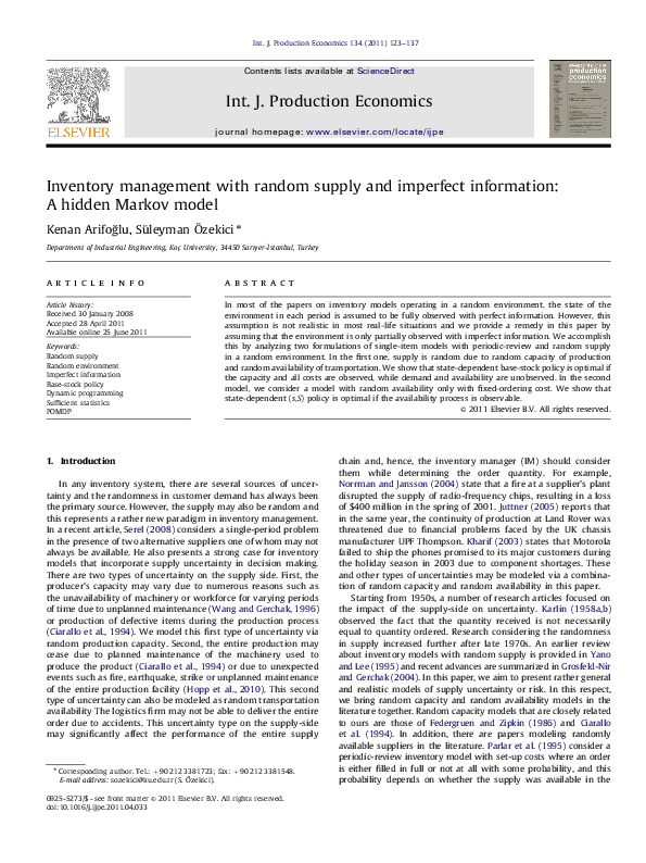(PDF) Inventory management with random supply and imperfect information ...
