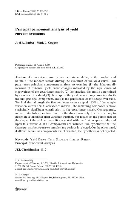 (PDF) Principal component analysis of yield curve movements