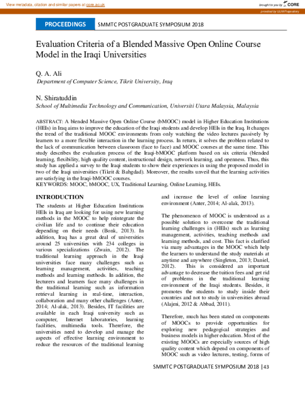 (PDF) Evaluation Criteria of a Blended Massive Open Online Course Model ...