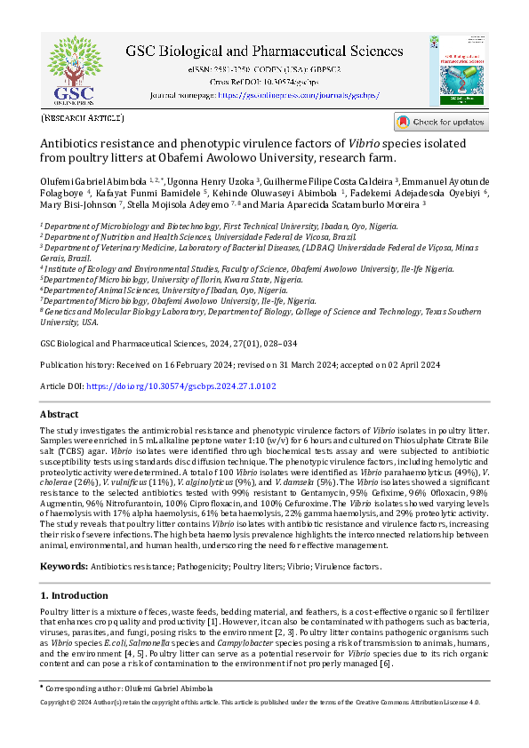 (PDF) Antibiotics resistance and phenotypic virulence factors of Vibrio ...