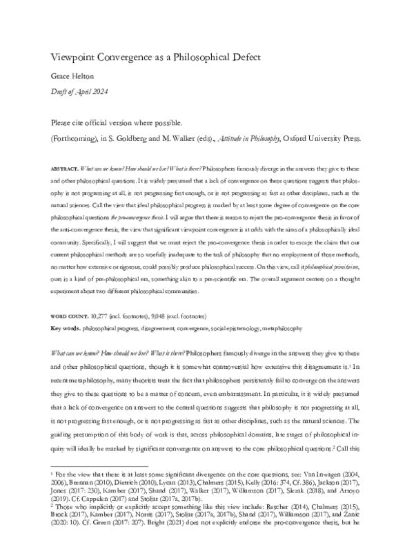 (PDF) Viewpoint Convergence as a Philosophical Defect