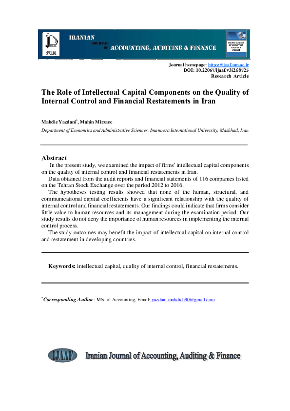 (PDF) The Role of Intellectual Capital Components on the Quality of ...