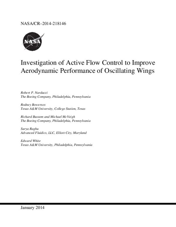 (PDF) Investigation of Active Flow Control to Improve Aerodynamic ...