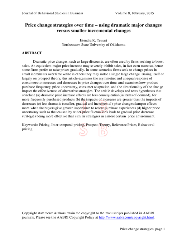 (PDF) Price change strategies over time - using dramatic major changes ...