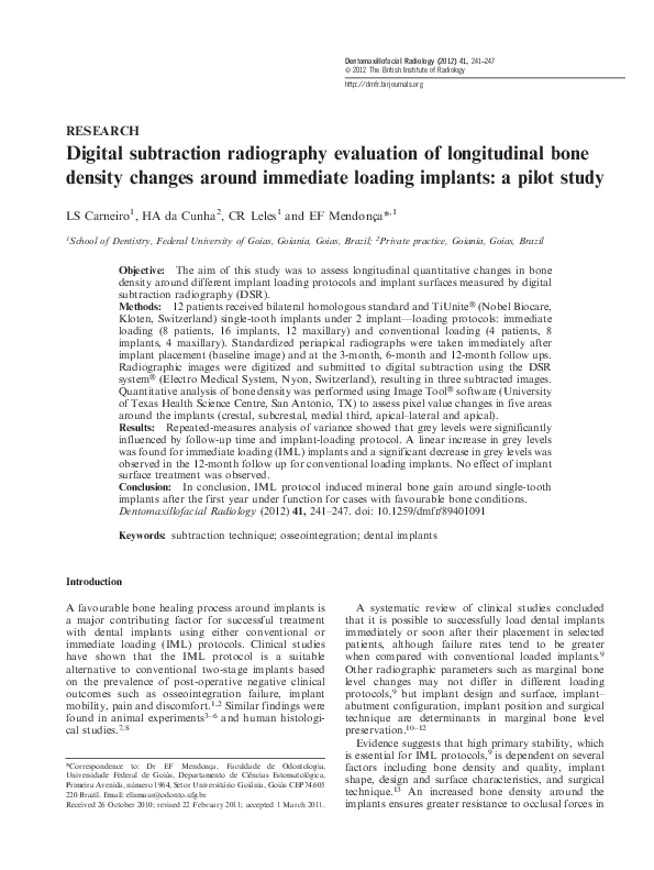 (PDF) Digital subtraction radiography evaluation of longitudinal bone ...