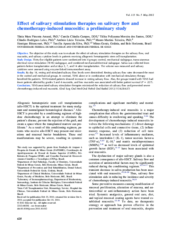 (PDF) Effect of salivary stimulation therapies on salivary flow and ...
