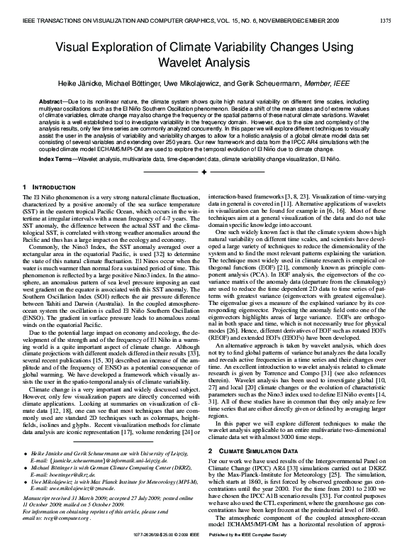 (PDF) Visual Exploration of Climate Variability Changes Using Wavelet ...