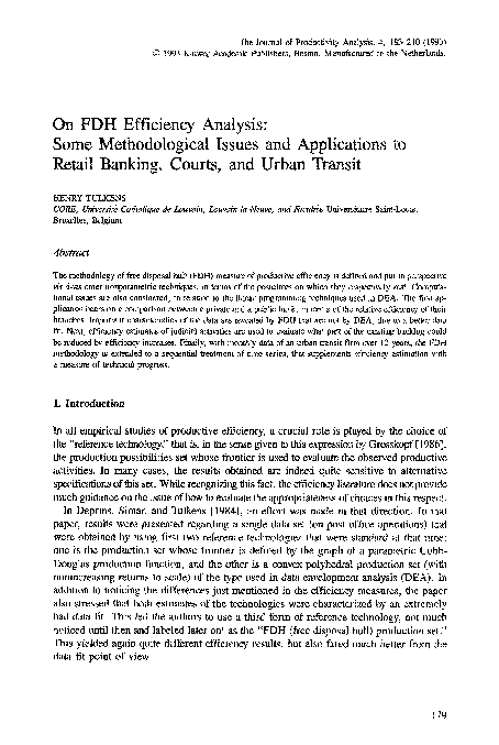 (PDF) On FDH efficiency analysis: Some methodological issues and ...