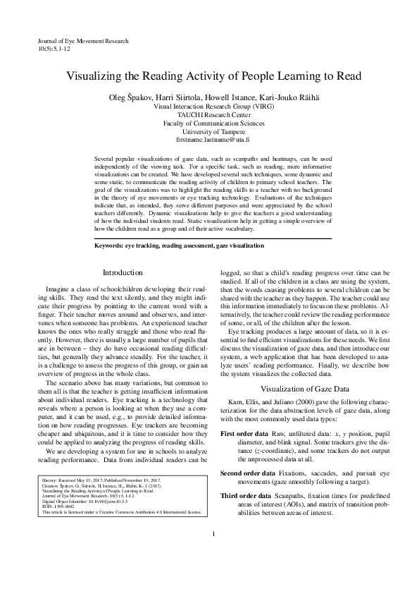 (PDF) Visualizing the Reading Activity of People Learning to Read