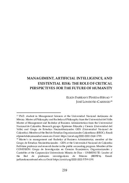 (PDF) Management, Artificial Intelligence and Existential Risk: The ...