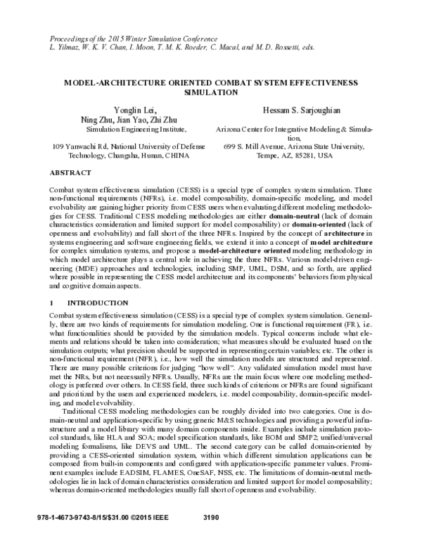 (PDF) Model-architecture oriented combat system effectiveness simulation