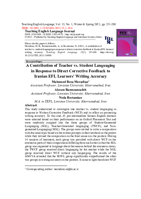 (PDF) A Contribution of Teacher vs. Student Languaging in Response to ...