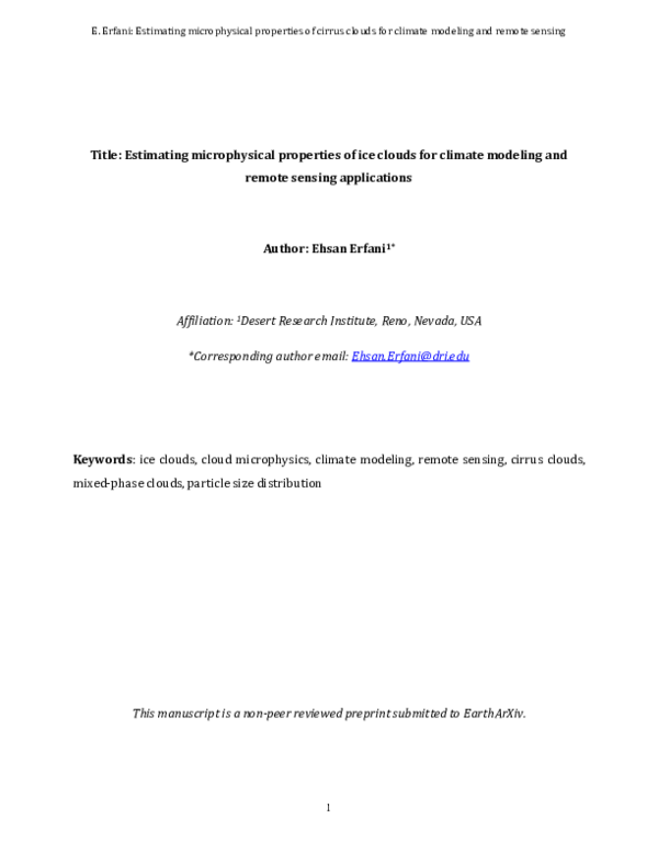 (PDF) Estimating microphysical properties of ice clouds for climate ...