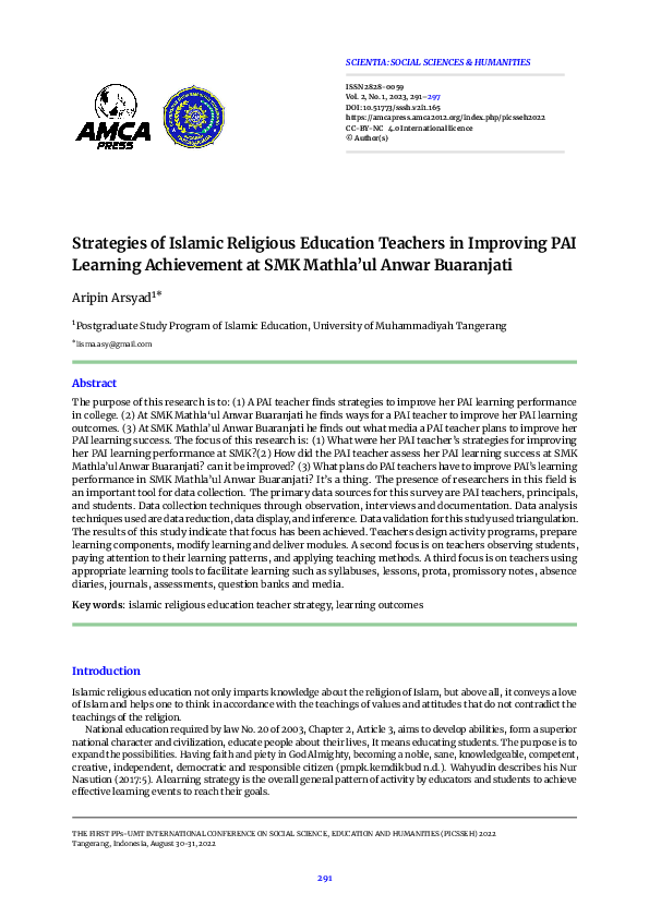 (PDF) Strategies of Islamic Religious Education Teachers in Improving ...