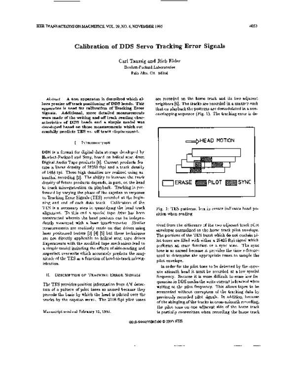 (PDF) Calibration of DDS servo tracking error signals