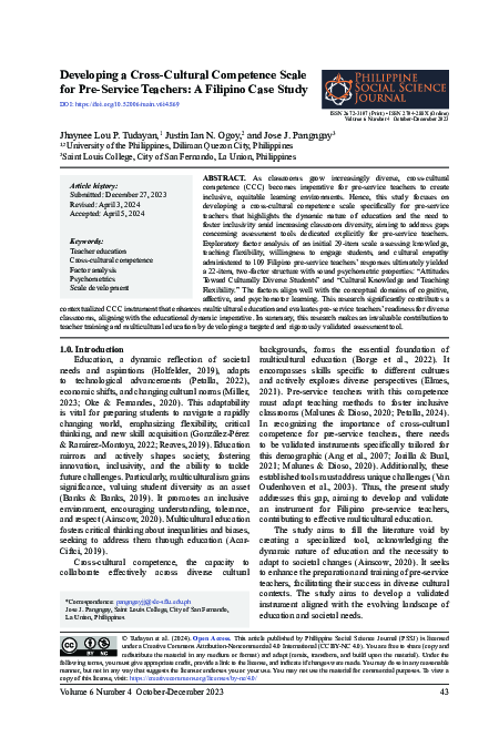(PDF) Developing a Cross-Cultural Competence Scale for Pre-Service ...