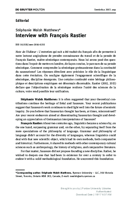 (PDF) Interview with François Rastier