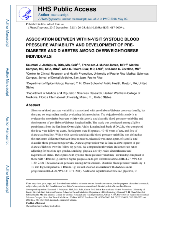 (PDF) Association between within-visit systolic blood pressure ...