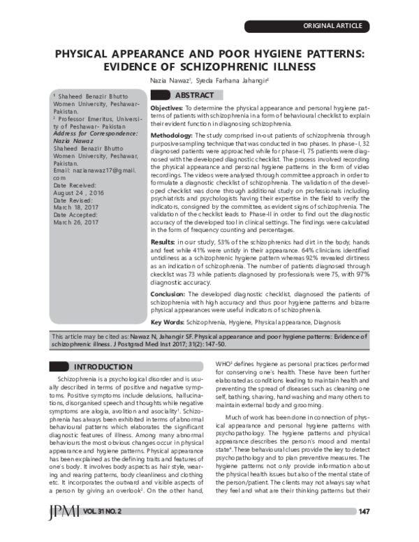 (PDF) Physical Appearance and Poor Hygiene Patterns: Evidence of ...