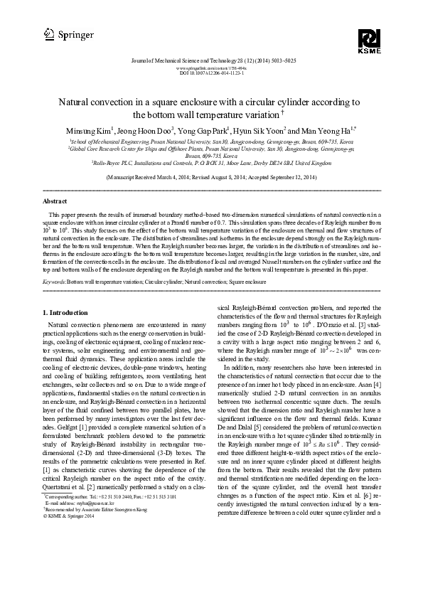 (PDF) Natural convection in a square enclosure with a circular cylinder ...