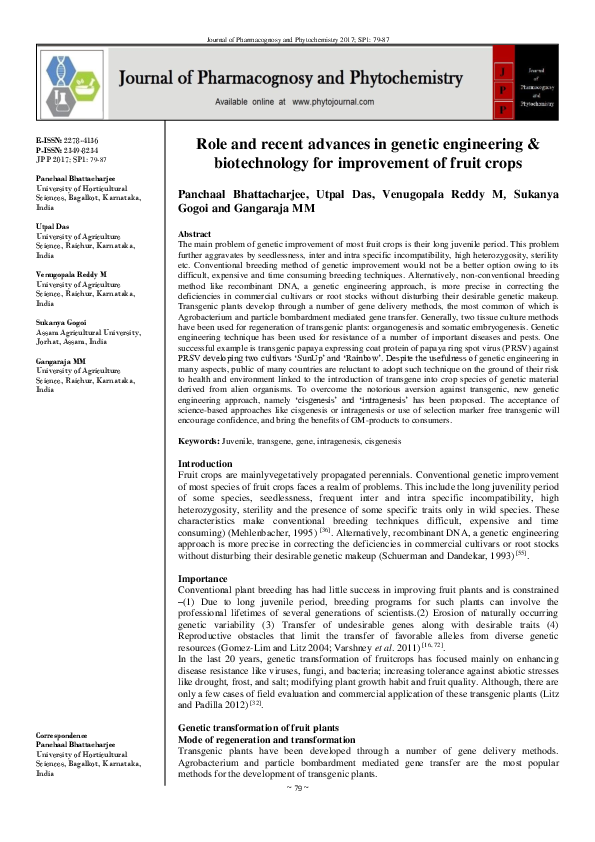 (PDF) Role and recent advances in genetic engineering & biotechnology ...