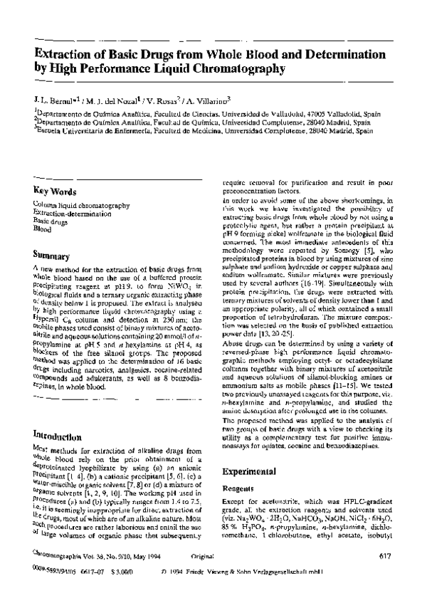 (PDF) Extraction of basic drugs from whole blood and determination by ...