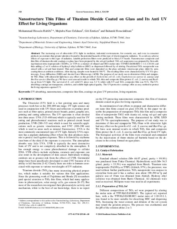 (PDF) Nanostructure Thin Films of Titanium Dioxide Coated on Glass and ...
