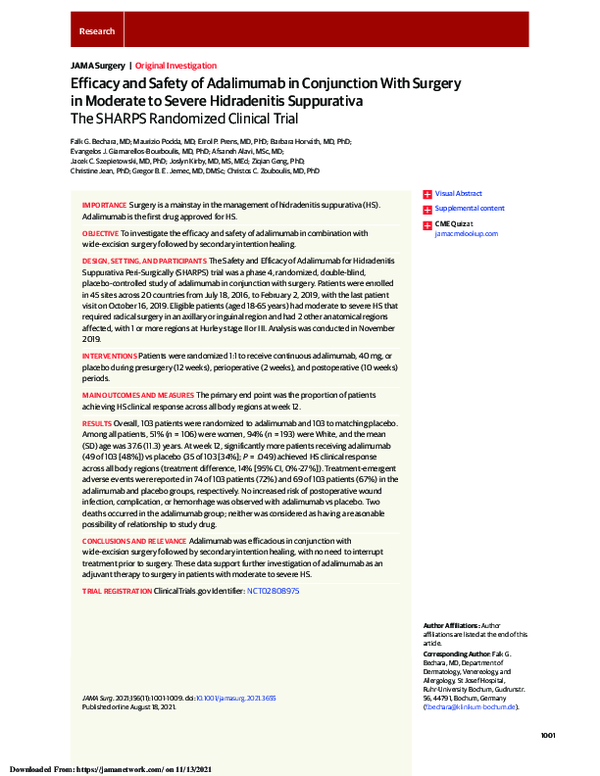 (PDF) Efficacy and Safety of Adalimumab in Conjunction With Surgery in ...
